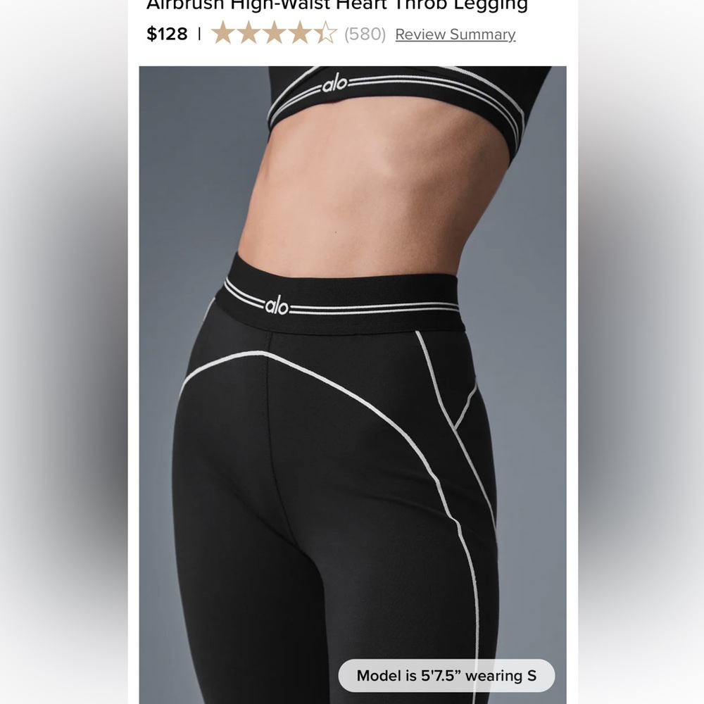 Alo Yoga Airbrush High-Waist Heart Throb Legging Black/White S